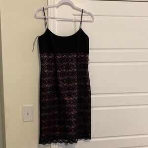 Donna Morgan Black & Pink Lace Slip Dress